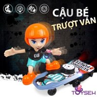 Đồ chơi cậu bé lướt ván xoay 360 độ ngã tự đứng có đèn và nhạc - Quà tặng Noel, giáng sinh, sinh nhật cho bé