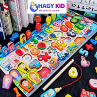 Đồ Chơi Câu Cá Gỗ 5 Trong 1 Hagykid Bộ Câu Cá Gỗ Kèm Bảng Số Thông Minh, Chất Liệu Gỗ An Toàn Giúp Bé Phát Triển