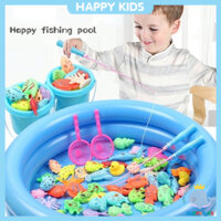 Đồ chơi Câu cá nam châm HAPPY-KIDS Bể cá 2 tầng hình tròn, vuông đủ bộ cho bé