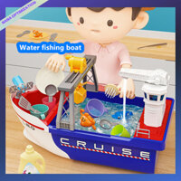Đồ chơi câu cá thuyền điện trẻ em chơi với nước và nhà chơi mô hình đồ chơi thuyền lớn đi biển đồ chơi tương tác giữa cha mẹ và con cái.
