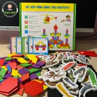 Đồ chơi cho bé - Bộ xếp hình sáng tạo Pattern Block bằng gỗ 155 Chi Tiết Kết Hợp Với Câu Cá 32 Con + Tặng Kèm Thẻ Học