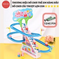 Đồ chơi cho bé cầu trượt lợn con Đồ chơi các chú heo pepa leo bậc thang có Nhạc và Đèn TẶNG pin Đồ chơi cầu trượt cho bé