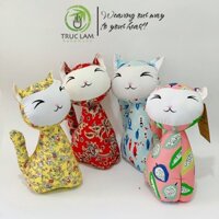 Đồ Chơi Cho Bé Thú Nhồi Bông Hình Con Mèo Mặt Cười Vải Hoa Bông Gòn Cao Cấp – Trúc Lâm Handmade