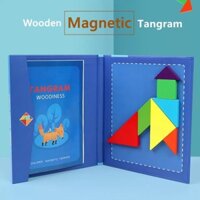 Đồ chơi cho bé Xếp hình gỗ Tangram 7 miếng nam châm có kèm sách, đồ chơi thông minh cho bé - MG90