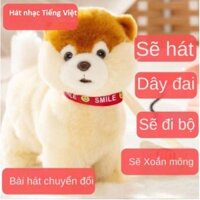 Đồ chơi chó bông biết HÁT TIẾNG VIỆT, biết kêu, biết đi, biết lắc mông xinh siêu kute chơi cùng bé yêu - Màu kem