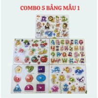 Đồ chơi combo 5-10 bảng ghép hình núm gỗ cho bé rèn luyện sự khéo léo và phát triển tư duy