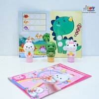 Đồ Chơi Con Dấu Kèm 200 Miếng Dán Sticker Dễ Thương Và Sổ Xinh Xắn Cho Bé