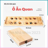 Đồ chơi dân gian Ô Ăn Quan hộp gỗ có thể gấp gọn kèm đá