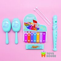 Đồ chơi đàn gõ Xylophone kèm sáo, lục lạc, kèn harmonica cho bé ToyHouse 682-9