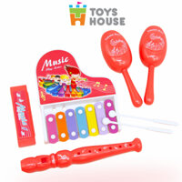Đồ chơi Đàn gõ Xylophone kèm sáo, lục lạc, kèn harmonica cho bé Toys House