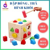 Đồ chơi Đập bóng kèm thả hình khối, bằng gỗ, giúp bé 1-3 tuổi học hình dạng, màu sắc, rèn luyện tay và mắt. Leicashop
