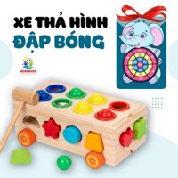 Đồ Chơi Đập Bóng Kết Hợp Xe Kéo Thả Hình Nhiều Màu Sắc Tặng Ném Bóng Cho Bé