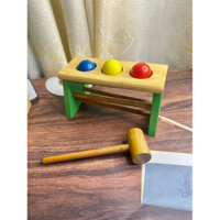 Đồ chơi đập búa 3 bi lăn, đồ chơi đập bóng gỗ luyện thể lực kĩ năng, đồ chơi thông minh giáo dục cho bé