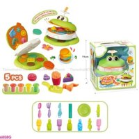 Đồ chơi đất nặn làm bánh chú ếch xanh 5 hủ đất sét 13 chi tiết, khuôn đất nặn an toàn cho bé