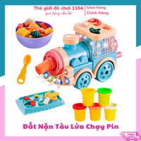 Đồ chơi đất nặn làm mì hình tàu hỏa 21 chi tiết có nhạc và ánh sáng kèm khuông tạo hình, thegioidochoi1104