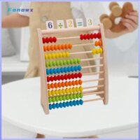 Đồ chơi đếm bàn tính bằng gỗ có que đếm Máy trợ giảng toán học Dụng cụ giảng dạy 10 hàng Khung gỗ Bàn tính cho mầm non