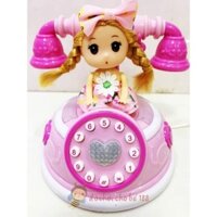 đồ chơi điện thoại bàn cổ nhạc đèn chibi màu hồng