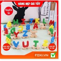Đồ chơi Đoàn tàu hỏa thả hình-Đoàn tàu kéo xe số-Đoàn tàu kéo xe chữ-Đoàn kéo xe 12 con giáp Bằng gỗ