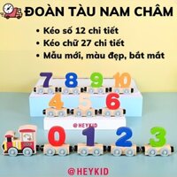 Đồ chơi đoàn tàu nam châm kéo số, chữ - Đồ chơi gỗ trí tuệ cho bé 2, 3 tuổi rèn luyện trí thông minh