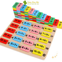Đồ chơi Domino 110 quân bằng gỗ cho bé học toán học, ghép hình Xương Rồng Nhỏ