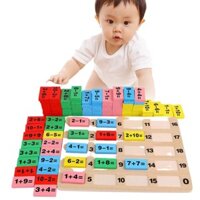 Đồ Chơi DOMINO Toán Học Thông Minh-Xếp Hình-Ghép hình-Ghép Số,Làm Phép tính đa sắc màu bằng Gỗ-ALOKIDS TB