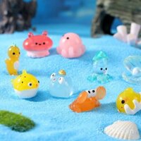 Đồ chơi động vật biển dễ thương, bạch tuộc, cá voi sát thủ, sứa, cua ẩn sĩ, phụ kiện bể cá, trang trí bonsai