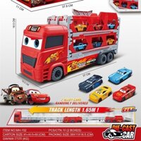 Đồ chơi đường đua, xe Mc Queen tải 3 tầng kết hợp đường ray dài 1m65, tặng kèm 6 xe hợp kim