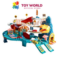 Đồ chơi  đường hầm khủng long đường đua cao tốc gara ô tô 6 tầng kích thước lớn tặng nhiều mô hình ô tô