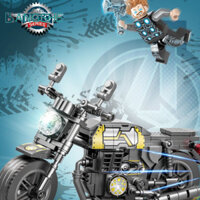 Đồ chơi gạch xe máy thể thao BANGSHE, Khối xây dựng tàu tuần dương Marvel Captain America, Phụ kiện Ironman DIY Mô hình tàu tuần dương cổ điển có thể tháo rời Trang trí nhà cửa