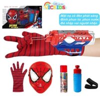 Đồ Chơi Găng Tay Người Nhện Spider Man Phun Tơ Cho Bé, Kèm Mặt Nạ Đèn Led Và Bình Xịt Nước Và Bình Xịt Tợ Giống Như Thật