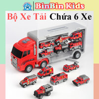 Đồ Chơi Gara Ô Tô Di Động, Set Xe Tải Nhiều Ngăn 6 Trong 1 Gồm Bộ Xe Cứu Hoả,Cảnh Sát,Quân Sự, Truck