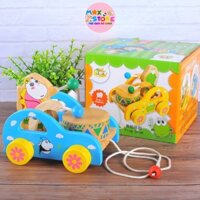 Đồ Chơi Gấu Đánh Trống Kéo Xe Bằng Gỗ Xịn Cực Cute Cho Bé Yêu