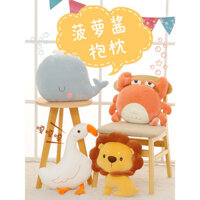 Đồ chơi gấu sư tử nhỏ, gối búp bê cho bé gái, thú nhồi bông, vịt ngủ, đệm phòng ngủ cá voi