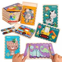 Đồ Chơi Ghép Hình Bộ 5 Tranh Ghép Gỗ Que Kem 2 Trong 1 Giúp Kích Thích Sự Sáng Tạo Của Bé