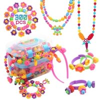 Đồ chơi ghép hình/ xâu hạt 300 chi tiết CÓ HỘP cho bé thoả sức sáng tạo làm BỜM TÓC- Vòng Tay- Nhẫn và các đồ trang sức