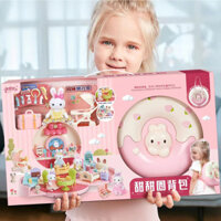 Đồ chơi Gia Đình Thỏ nhiều chi tiết, có quai đep cho bé Gái