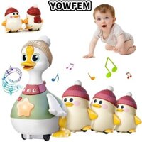 Đồ chơi gia đình vịt YOWFEM, Đồ chơi bò nhồi bông phát sáng lấp lánh, Đồ chơi bò con ngỗng âm nhạc ABS dễ thương cho bé