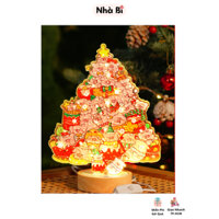 Đồ Chơi Giáng Sinh Ghép Hình Acrylic Có Chân Đế và Đèn Nháy Cây Thông Cho Bé Trang Trí Noel - TOI