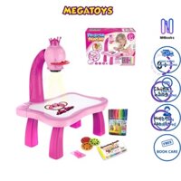 Đồ Chơi Giáo Dục- Bàn Tập Vẽ, Tô Màu Theo Hình Chiếu Yima Toys (Bé Gái)- 24 Hình Kèm 12 Màu Nước - YM6776 - NHBOOK - Meg