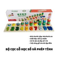 Đồ chơi giáo dục - BỘ CỌC HỌC SỐ VÀ PHÉP TÍNH LUYỆN ĐẾM cho bé - Cao Cấp Montessori