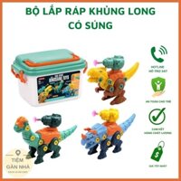 Đồ chơi giáo dục sớm, giúp bé phát triển tư duy, logic, tháo lắp khủng long có súng bằng tua vít, nhựa ABS cao cấp -TGN