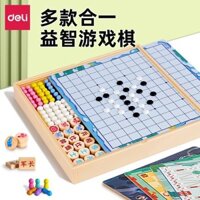 Đồ chơi giáo dục trẻ em cờ vua bay Deli, cờ caro năm liên, bàn cờ đa chức năng, bộ cờ vua đa năng cho học sinh tiểu học