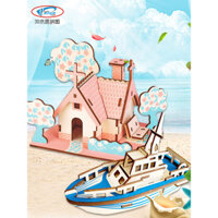 Đồ chơi giáo dục trẻ em lắp ráp mô hình 3D bằng gỗ, khối xây dựng cho bé gái 6 tuổi, nhà nhỏ DIY