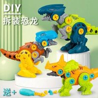 Đồ chơi giáo dục xếp hình vít cho trẻ em, công cụ lắp ráp DIY cho bé trai, lắp ráp khủng long cho trẻ nhỏ