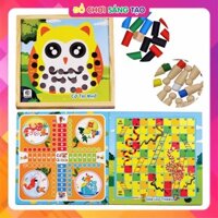 Đồ Chơi Gỗ 3 Trong 1 - Cờ Trí Nhớ - Cờ Cá Ngựa - Rắn Leo Thang - Cả Gia Đình Cùng Chơi Vui HC16-05