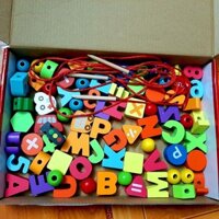 Đồ chơi gỗ - Bộ xâu hạt rèn vận động tinh cho bé