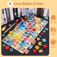 Đồ chơi gỗ cho bé - Trò chơi câu cá kèm bảng số thông minh, hoa quả, con vật phù hợp cho bé 1 2 3 4 5 6 tuổi