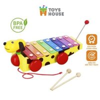Đồ chơi gỗ – Đàn cho bé kết hợp xe kéo hình cún – Đàn xylophone cầu vồng – Toyshouse