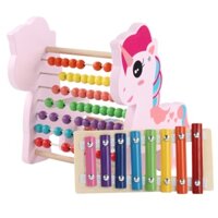 Đồ Chơi Gỗ Đàn Đồ Chơi Kèm Bàn Tính Đa Năng Ngựa Pony--Đồ Chơi Gỗ Thông Minh Giúp Bé Phát Triển