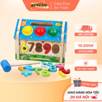 Đồ Chơi Gỗ Đập Bóng, Ngôi Nhà Thả Số Cho Bé Nhận Biết Màu Sắc, Học Số Đếm và Cách Xem Giờ